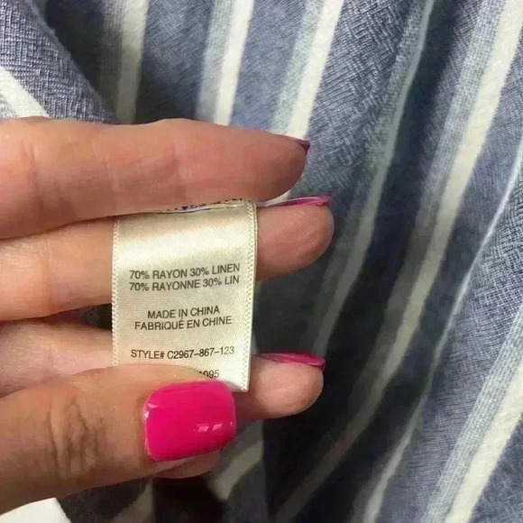 Anthropologie Cloth & Stone Linen Blend Striped Button Up Crop Top Size XS - Picture 9 of 10